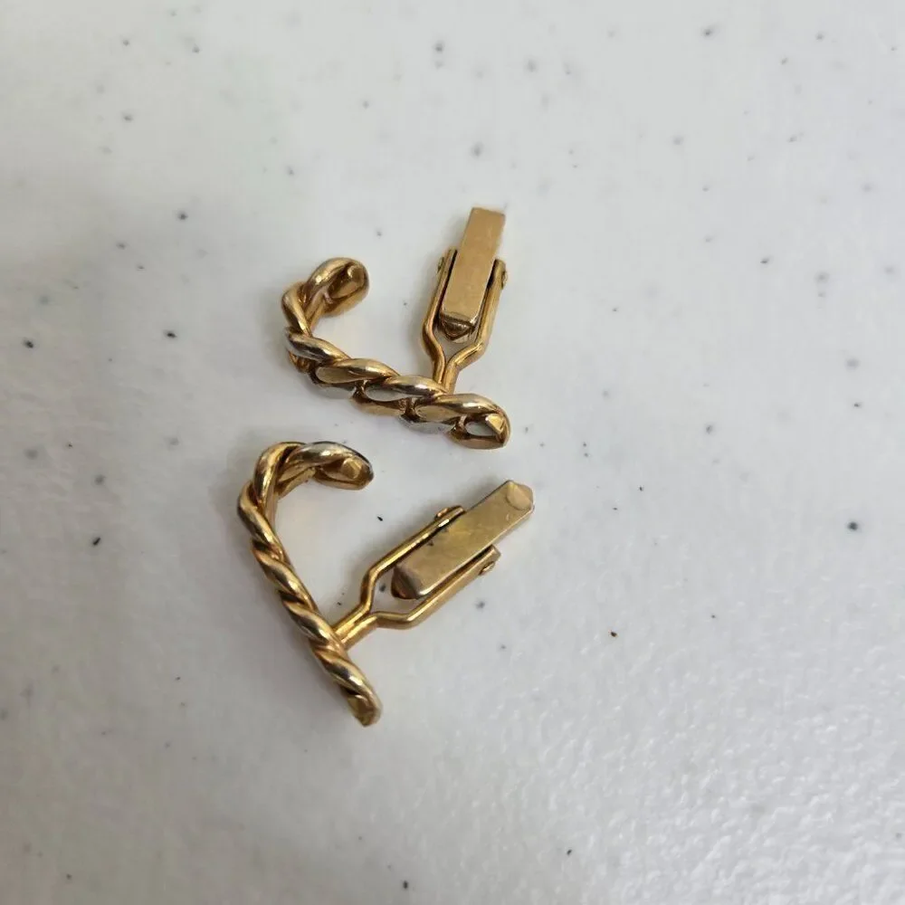 Swank Chain Cufflinks Gold Silver Tone Mens Flat Cuban Loop Mixed Metal
